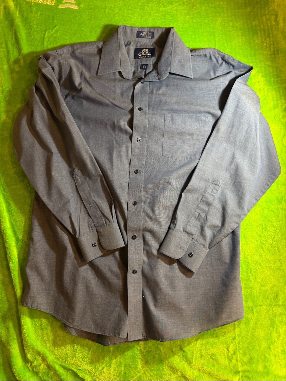 Stafford Men's Blue Long-Sleeve Dress Shirt - Subtle Texture